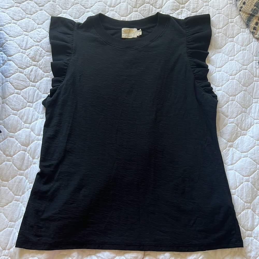 Nation LTD Black Ruffle Sleeve Tank Top - Picture 6 of 9